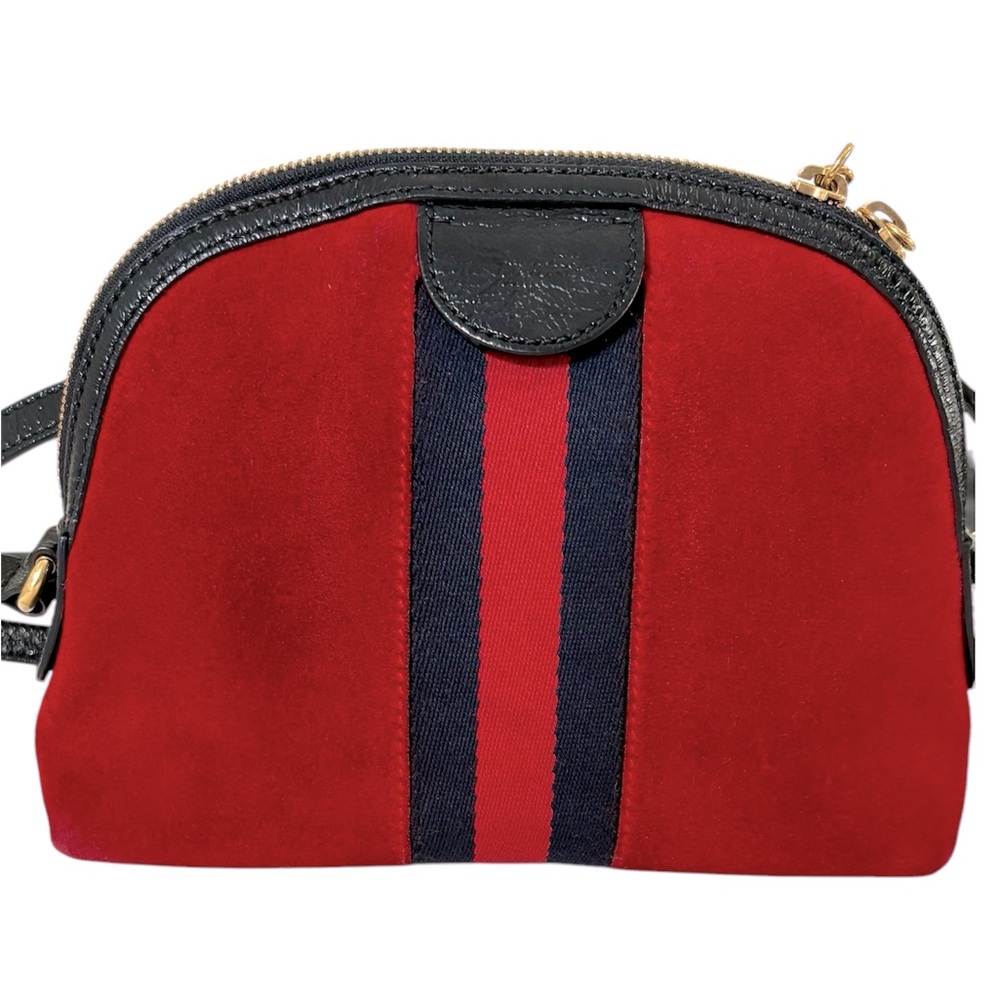 GUCCI OPHIDIA GG red suede black patent leather Shoulder/Crossbody bag - Picture 3 of 8